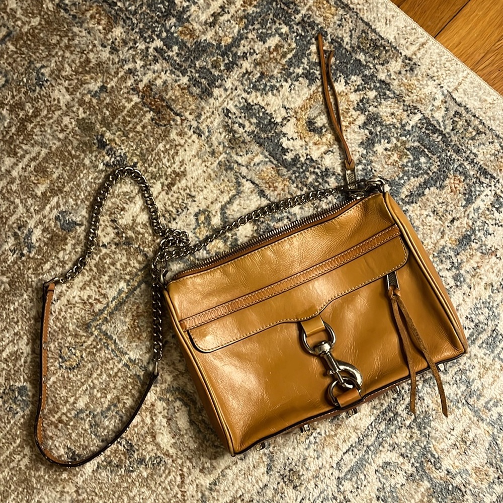 Rebecca Minkoff cognac brown large MAC leather purse